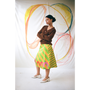 Model wearing the 'Day-Glo' skirt styled with the Greek Mythology Carrington cardigan in brown.