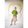 Model wearing the 'I Am A Poseur' skirt styles with the HADES Lime Logo cardigan.
