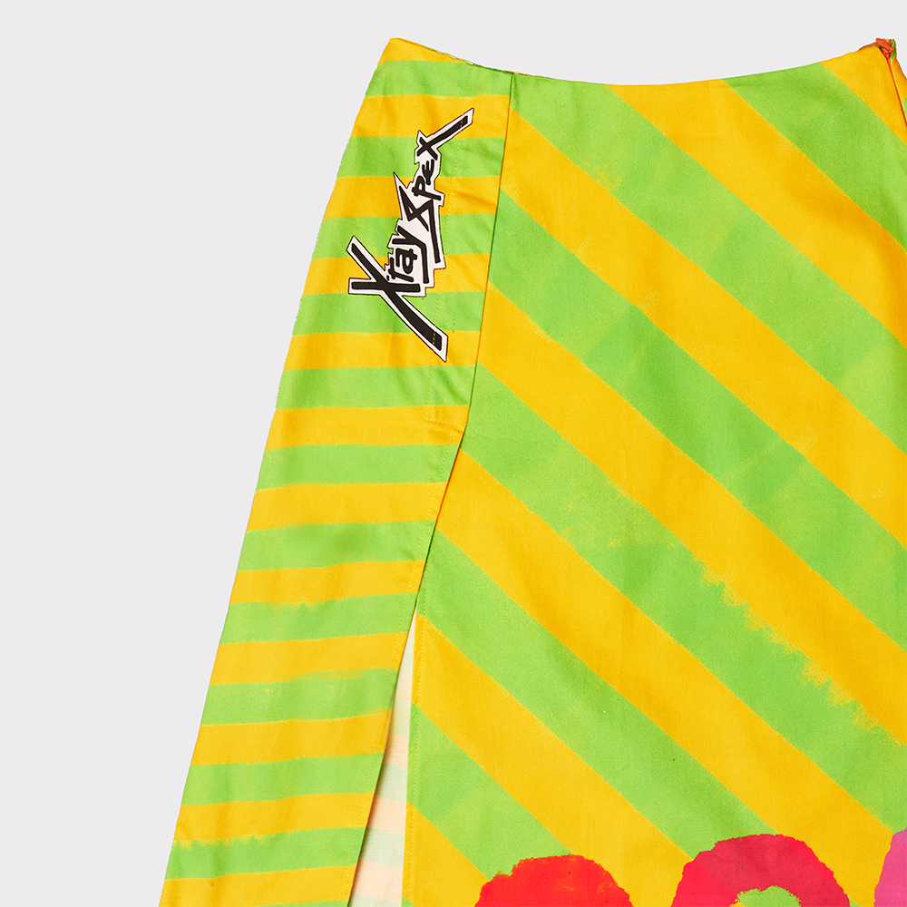 Up close shot of the 'Day-Glo' skirt