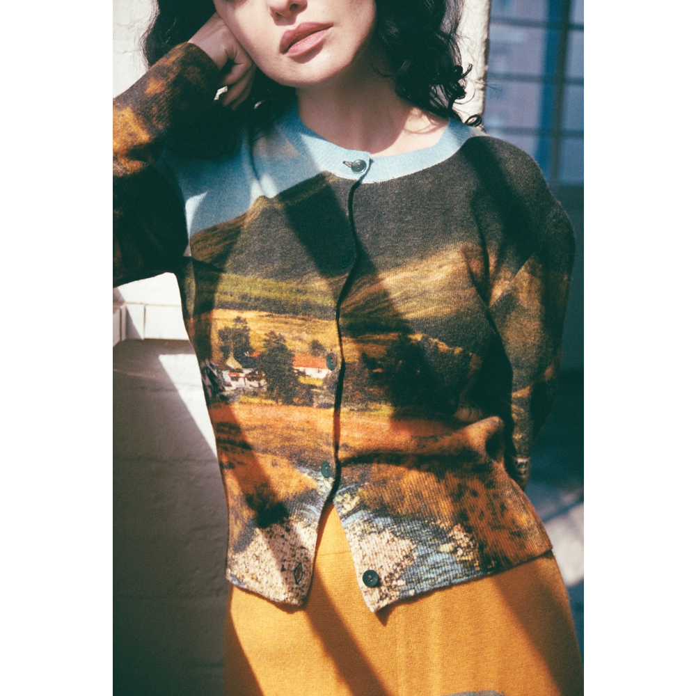 Model wearing the Countryside In Colour cardigan