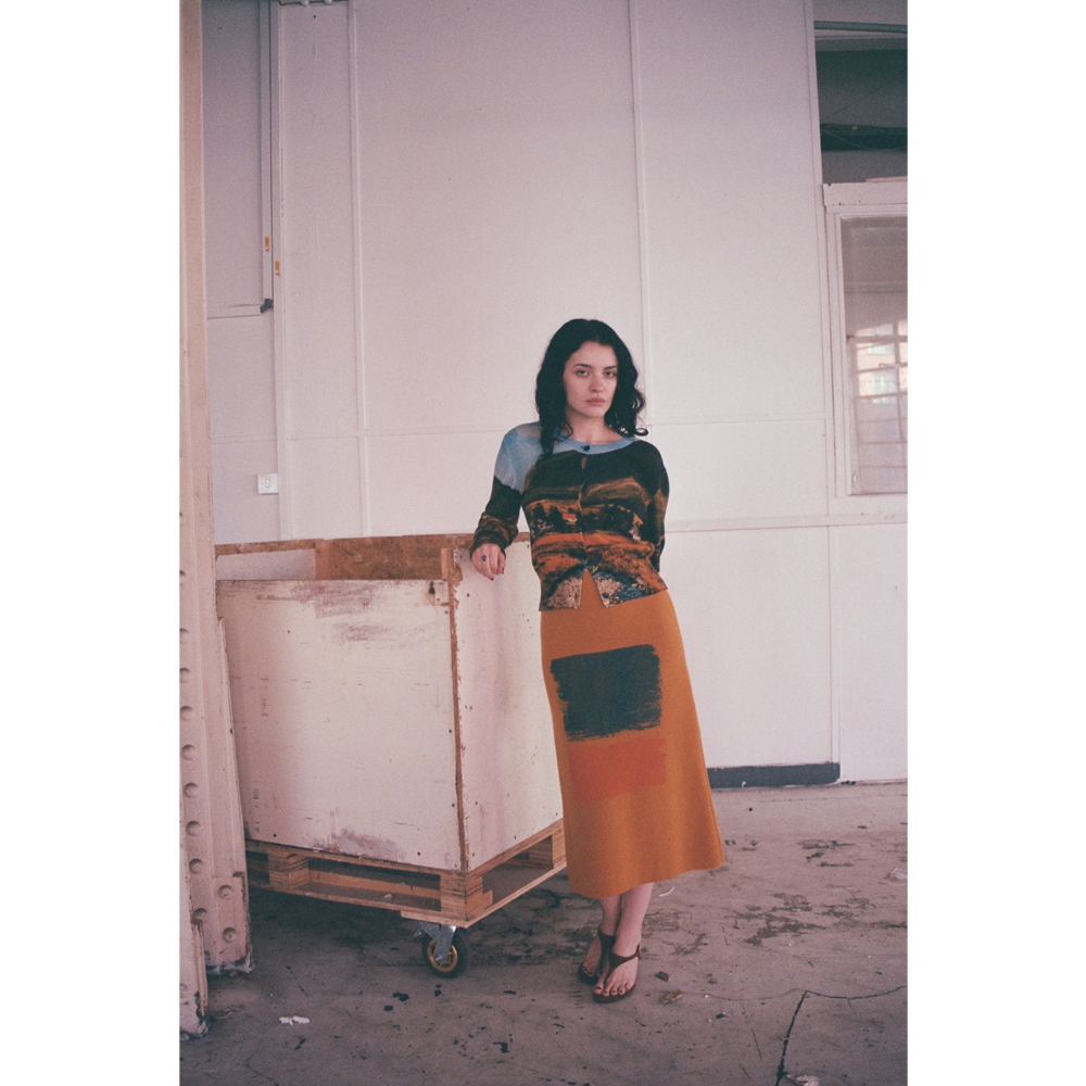 Model wearing the Countryside In Colour cardigan