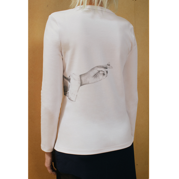 Model wearing the Deception top.