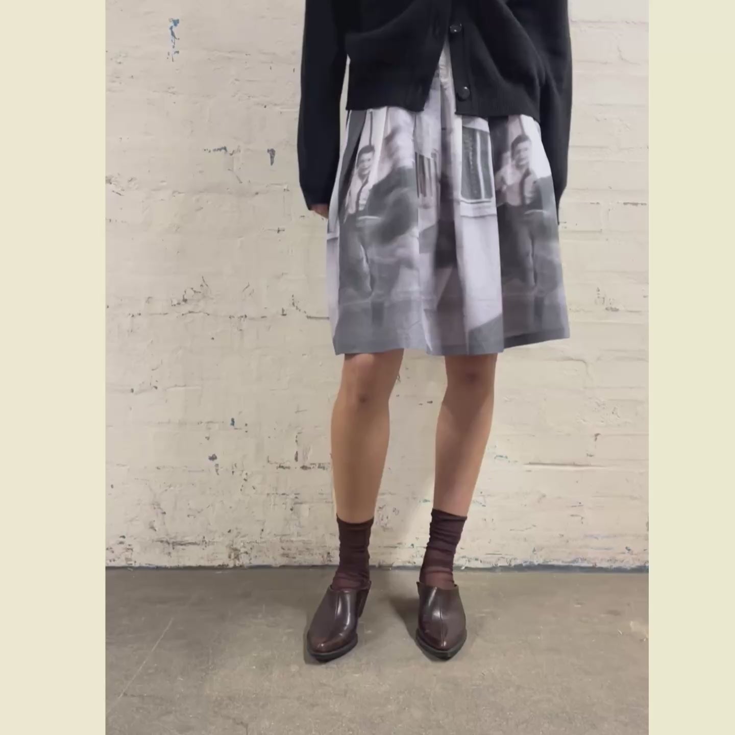 Model showing the fit of Ego Arcady skirt