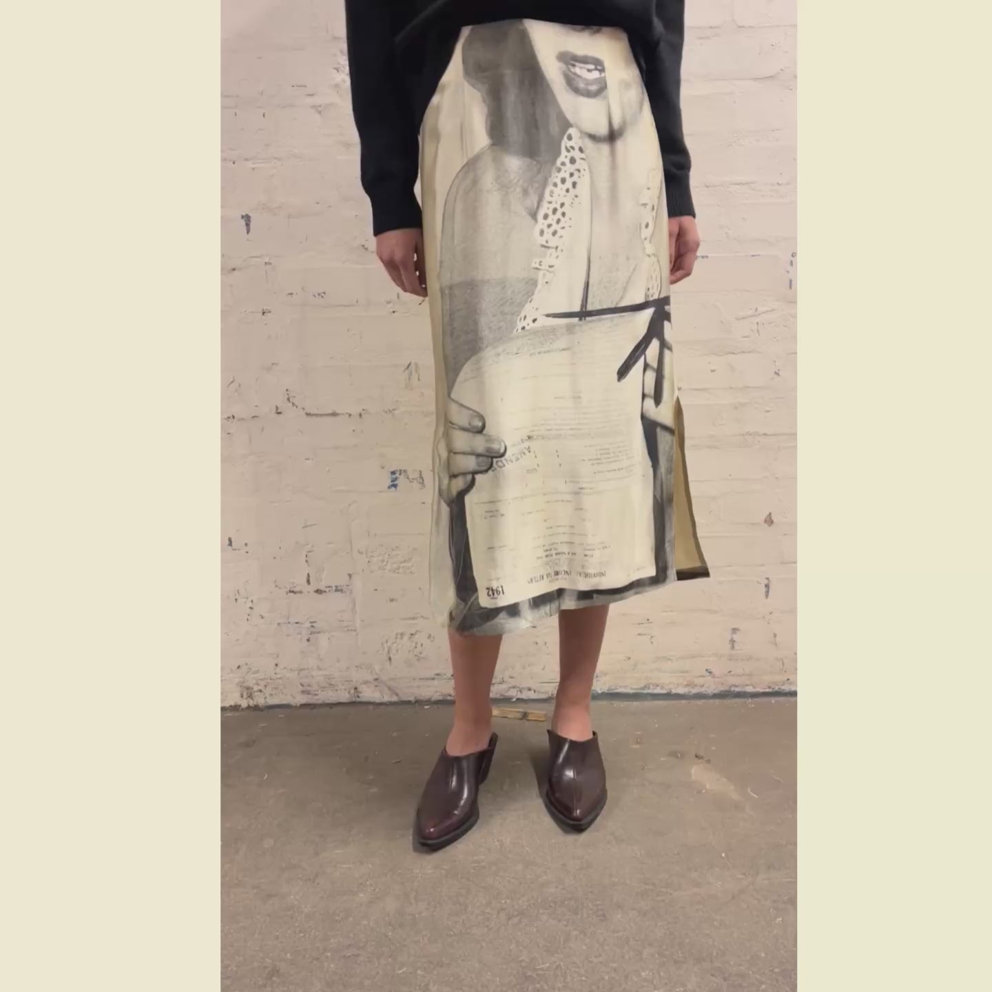 Model showing the fit of Ordinary Happiness skirt