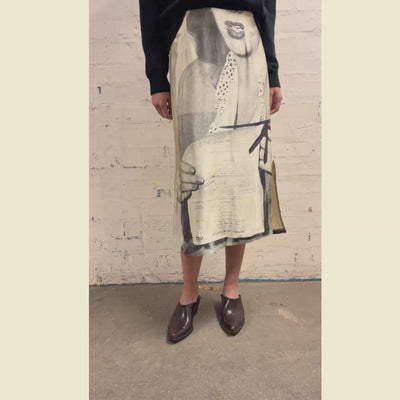 Model showing the fit of Ordinary Happiness skirt