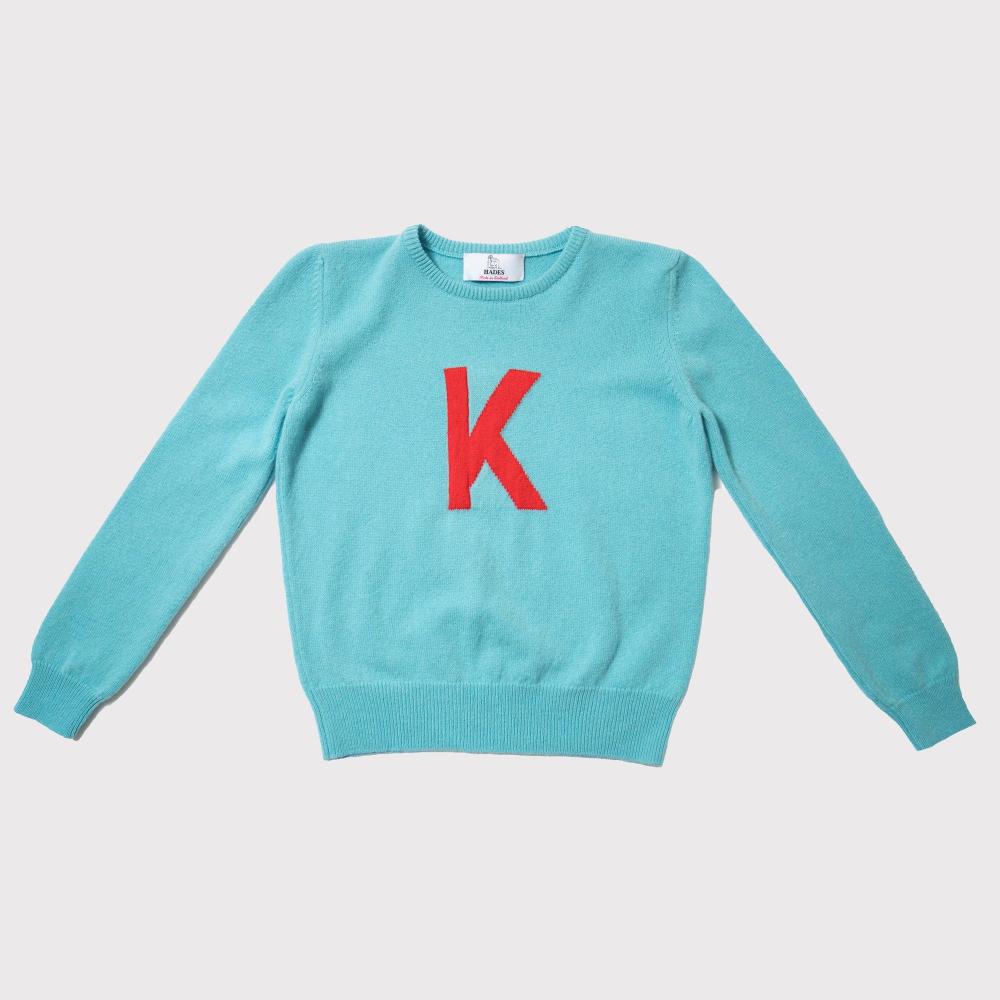 Hades k letter jumper, made in Scotland