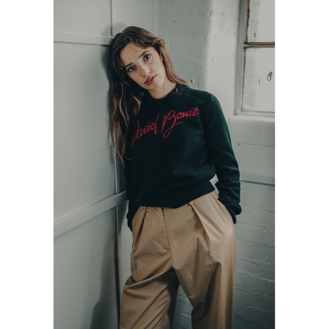 David Bowie knit jumper worn on model
