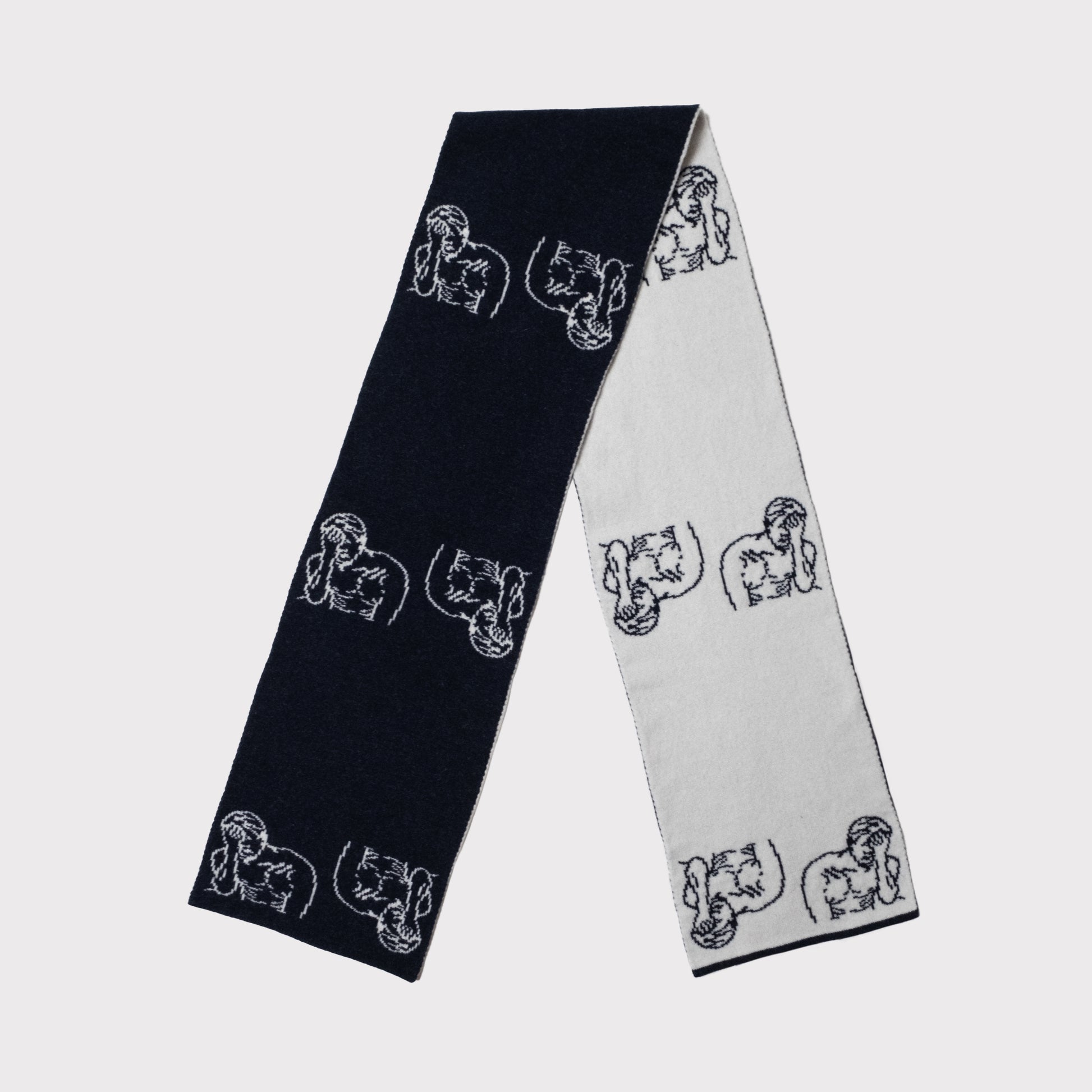 Flatshot image of the HADES Logo Scarf laid flat.