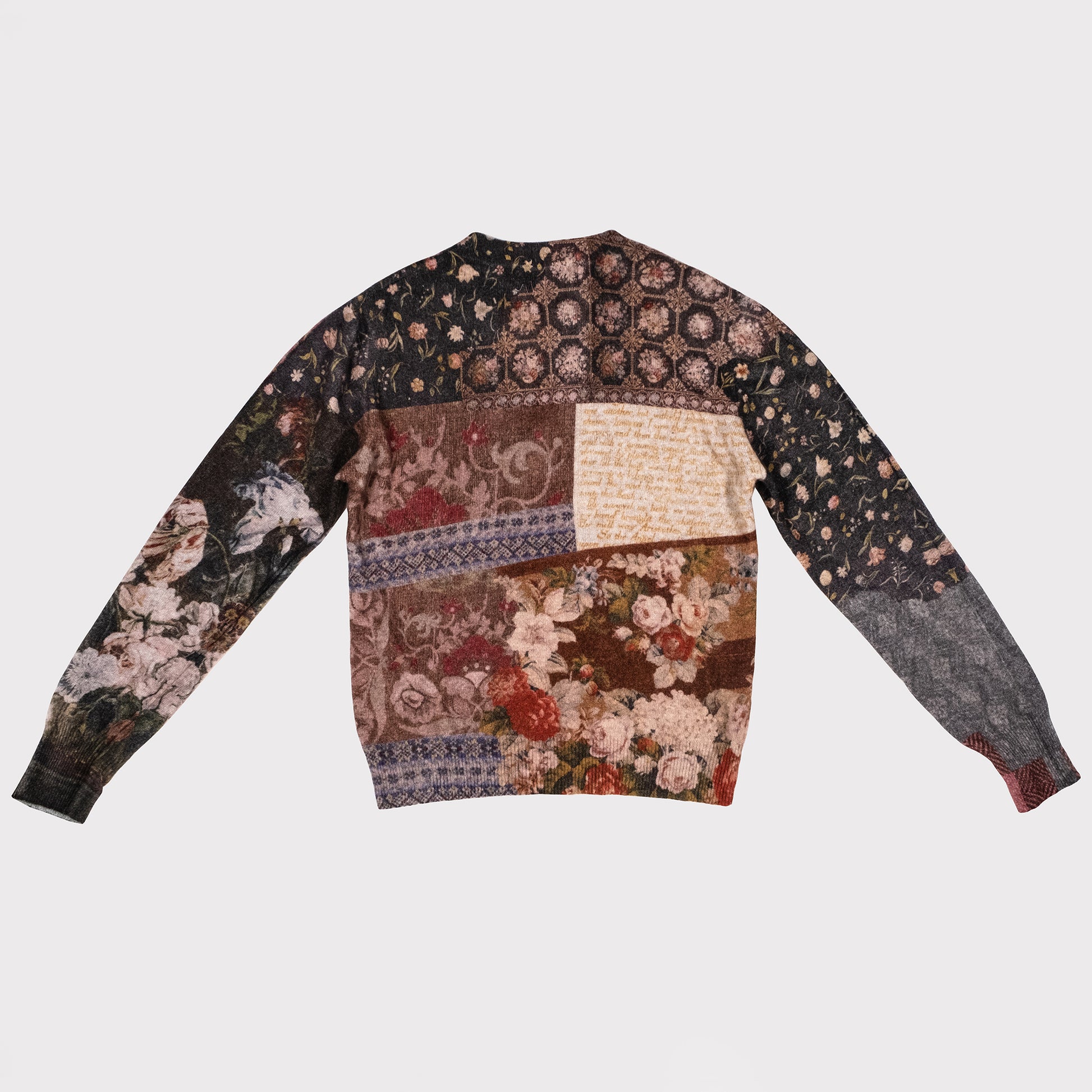 Image of the William Blake printed cardigan from the back. 