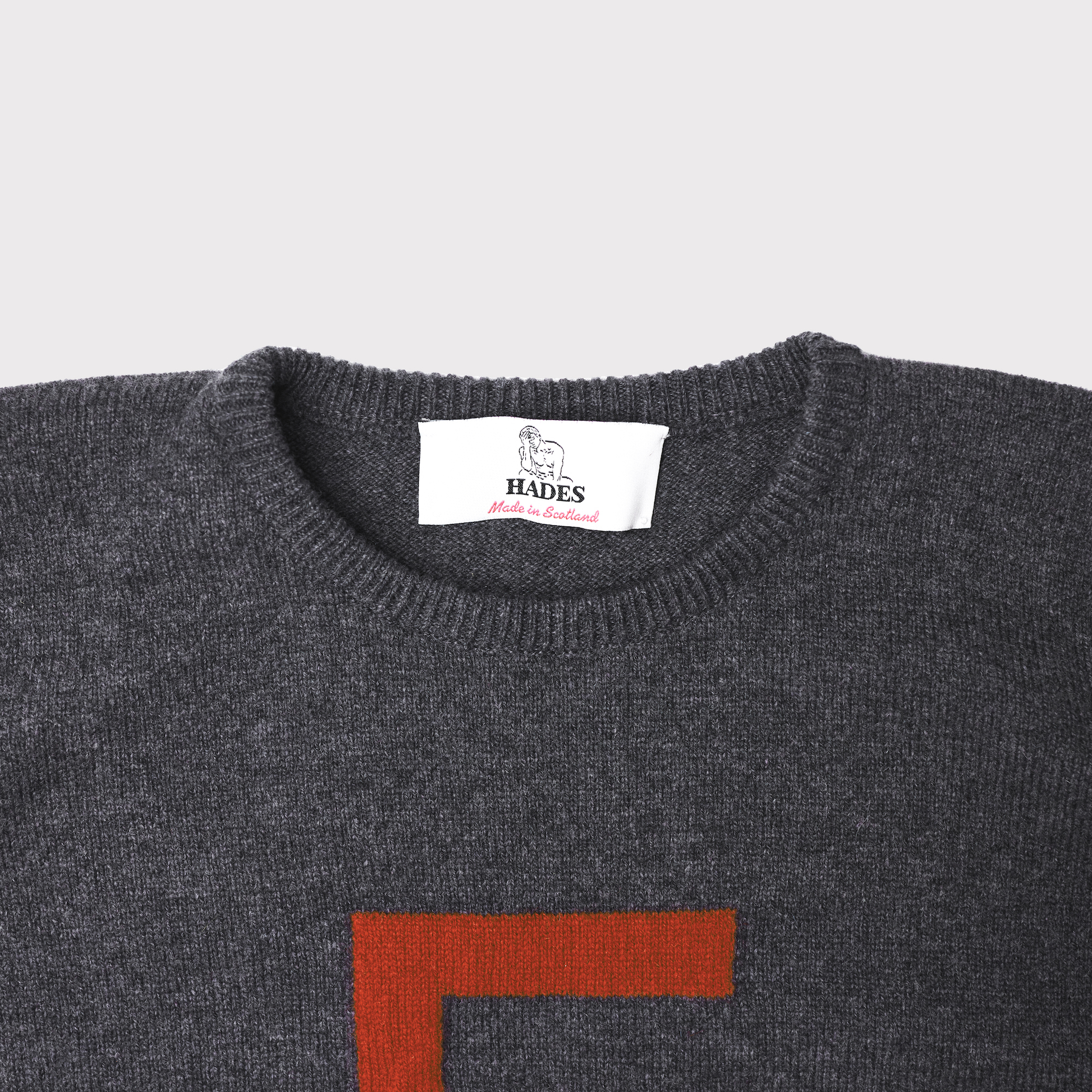HADES Alphabet Letter F Jumper neck label
