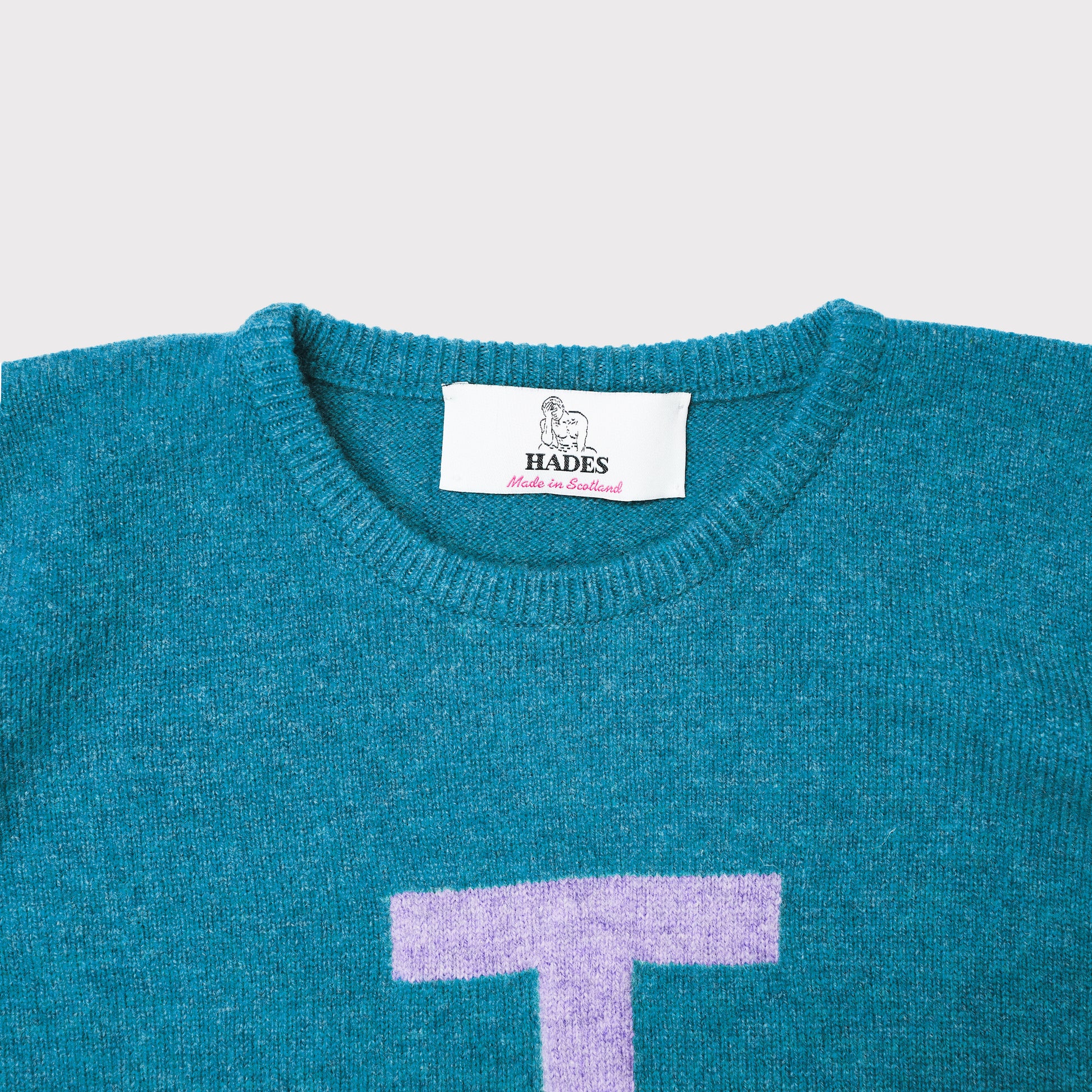 HADES Alphabet letter T jumper neck label