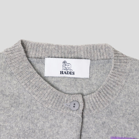 light grey & lilac letter B cardigan HADES wool