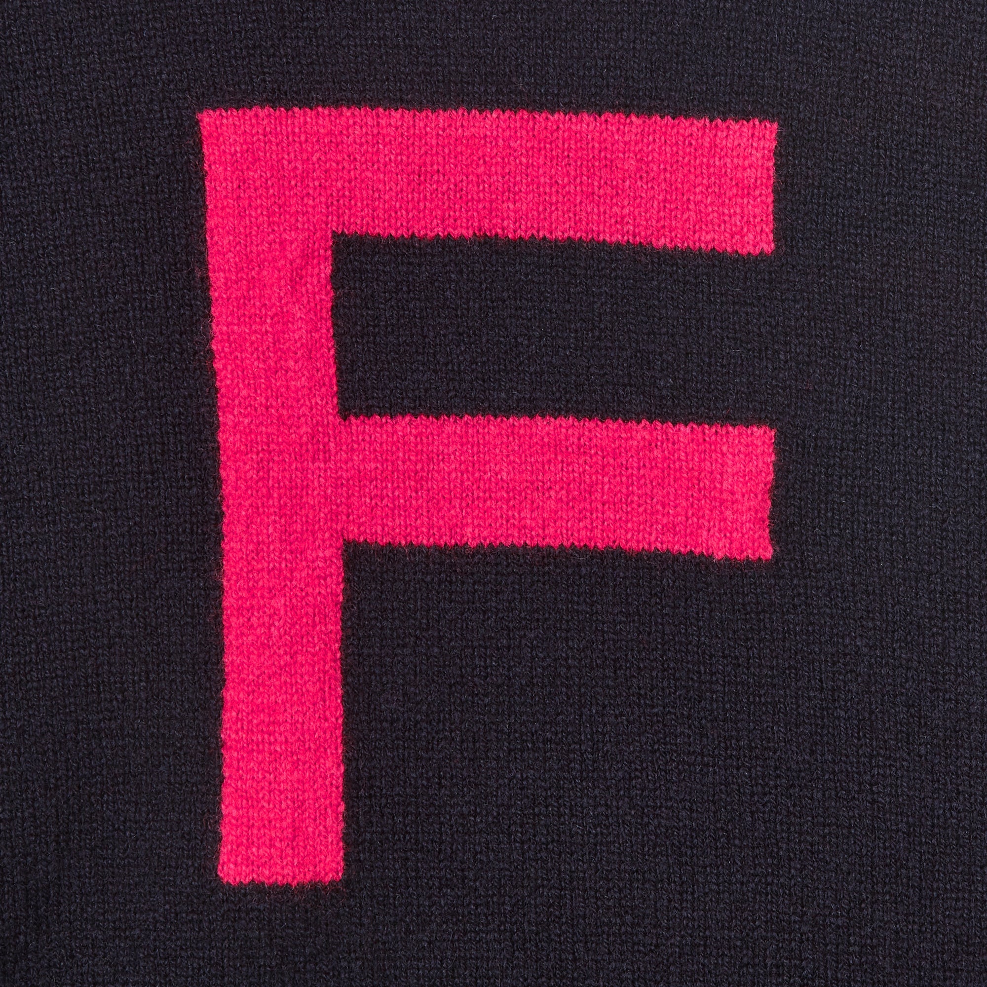 Navy & pink letter F jumper HADES Wool