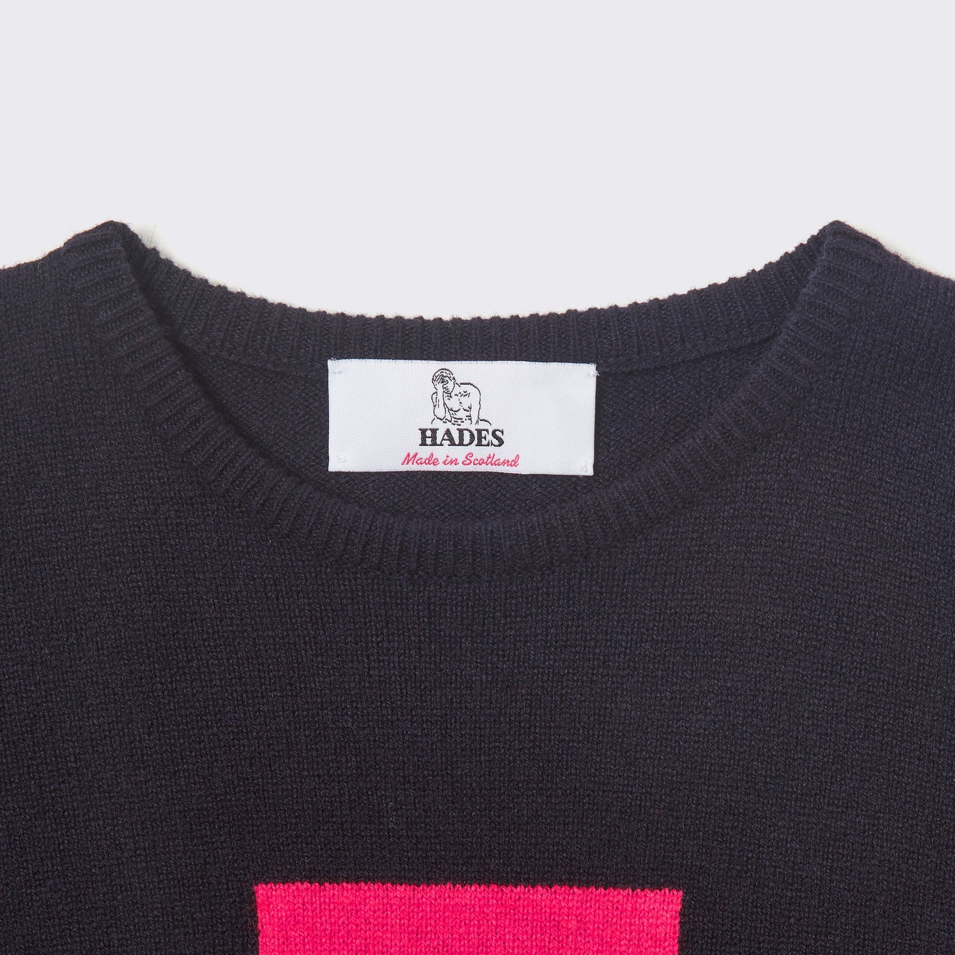 Navy & pink letter F jumper HADES Wool
