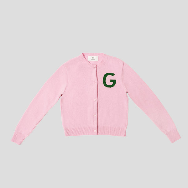 Pink & green letter G cardigan HADES Wool