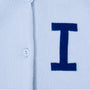 Light blue & navy letter I Alphabet cardigan HADES wool