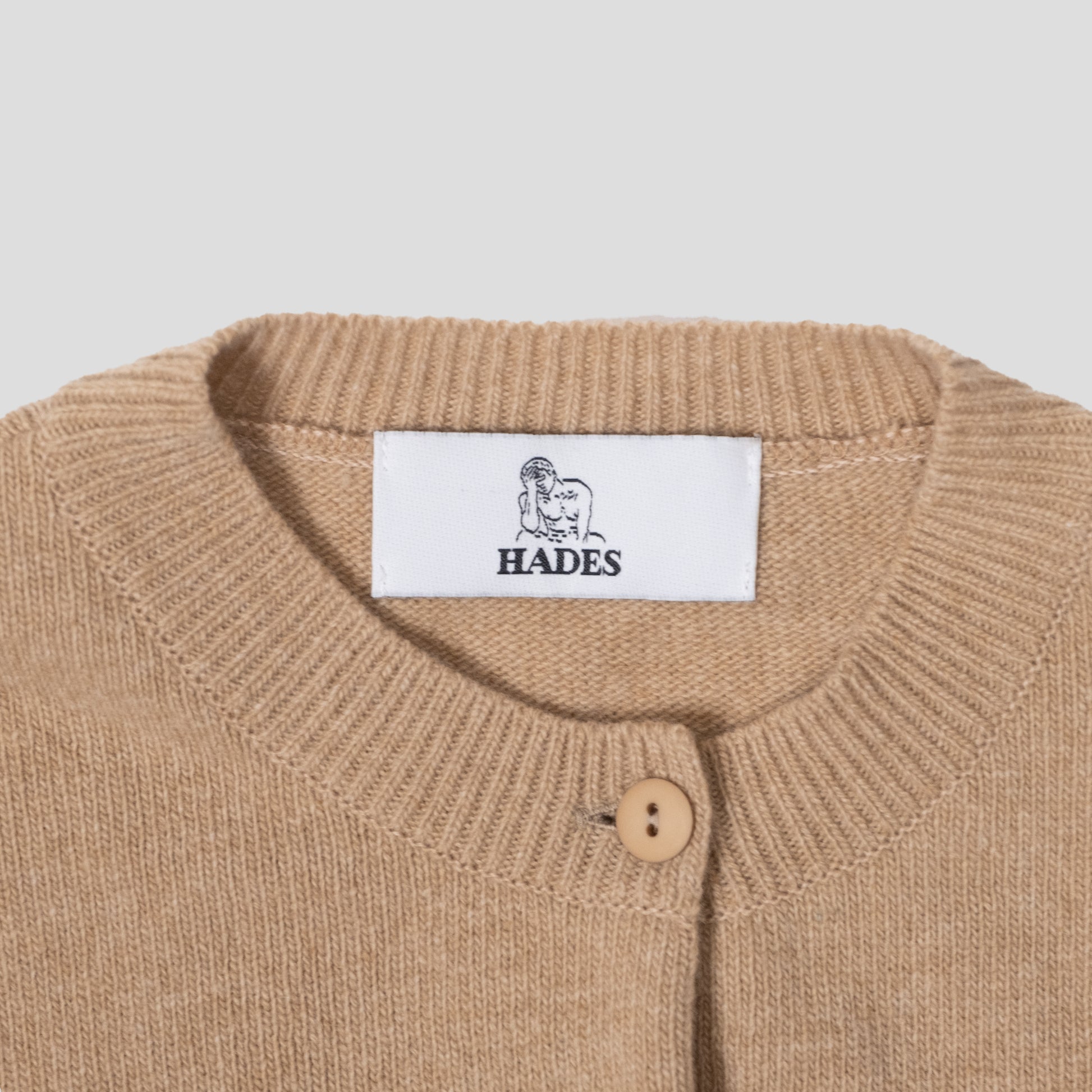 Camel & black letter J cardigan HADES Wool