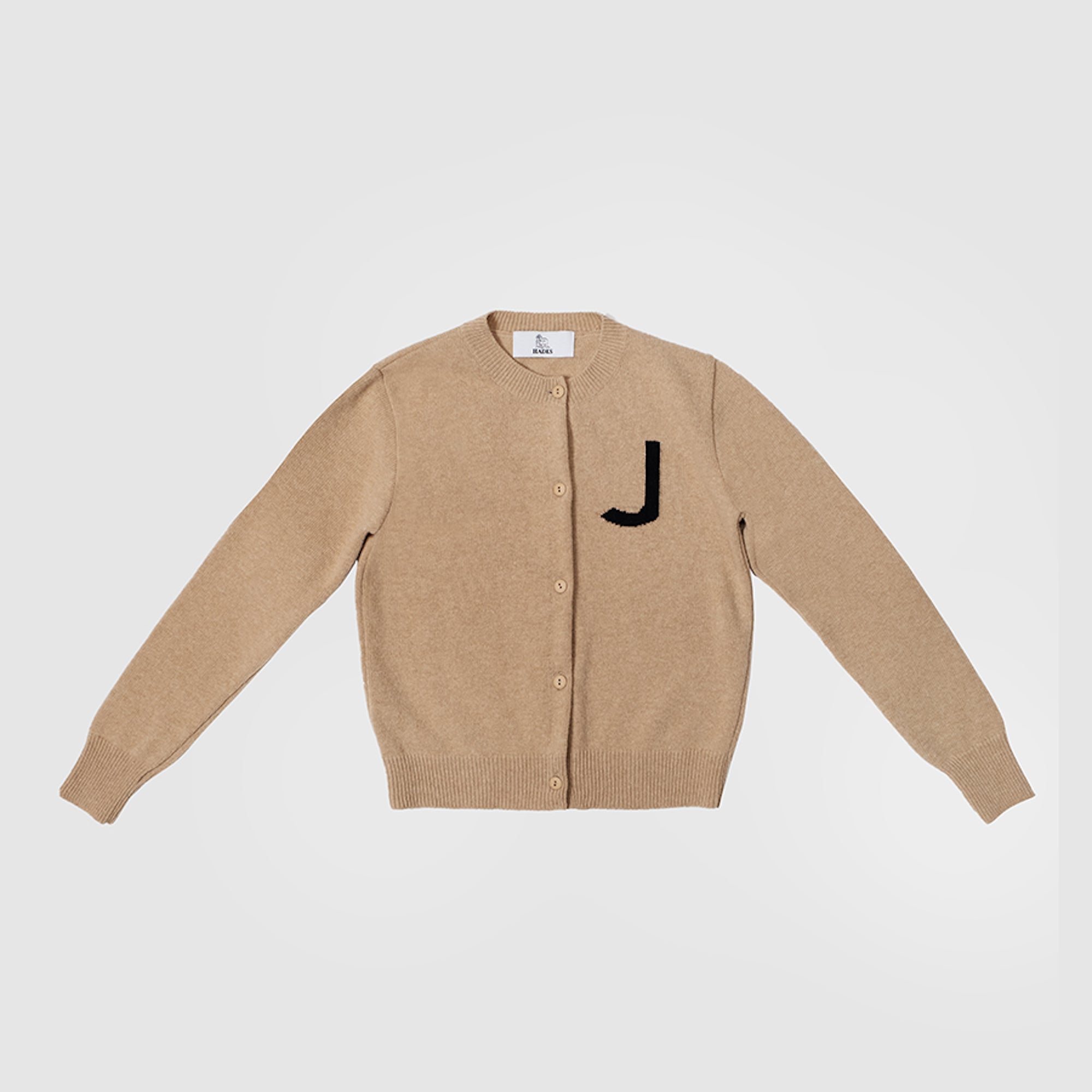 Camel & black letter J cardigan HADES Wool