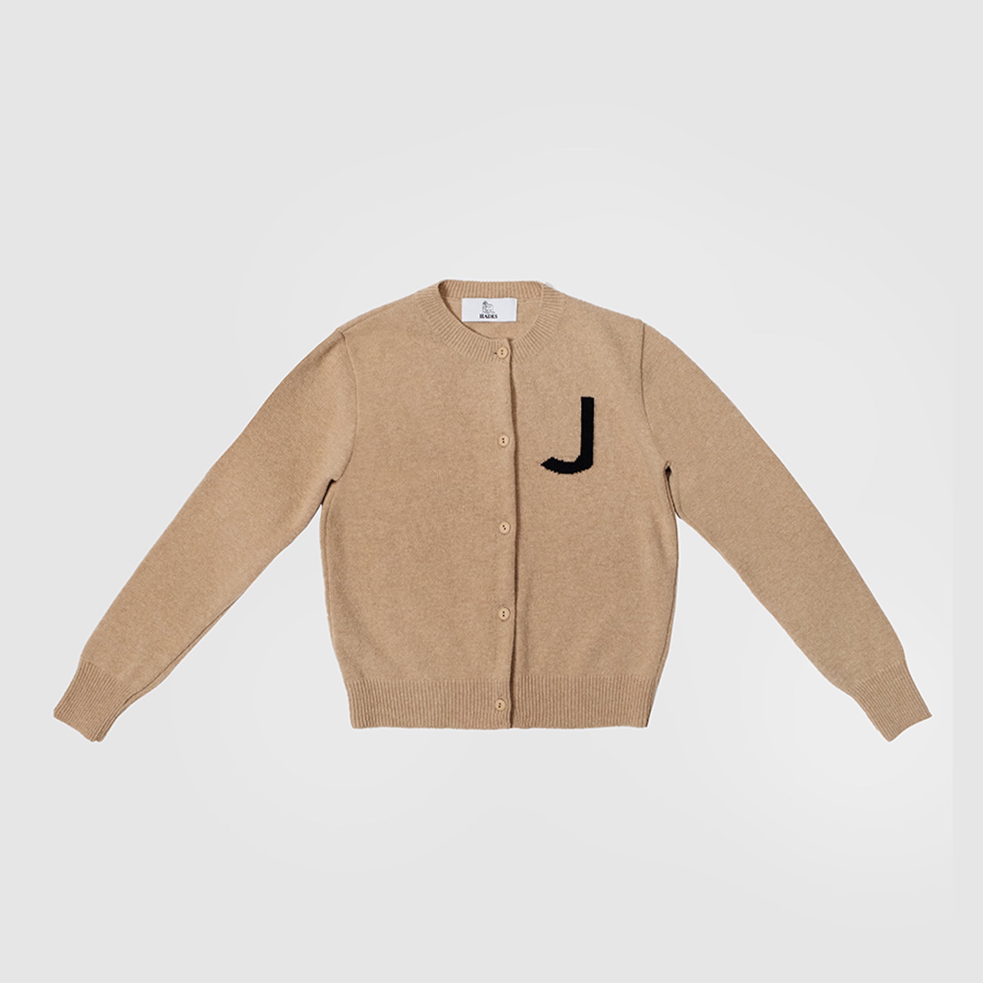 Camel & black letter J cardigan HADES Wool