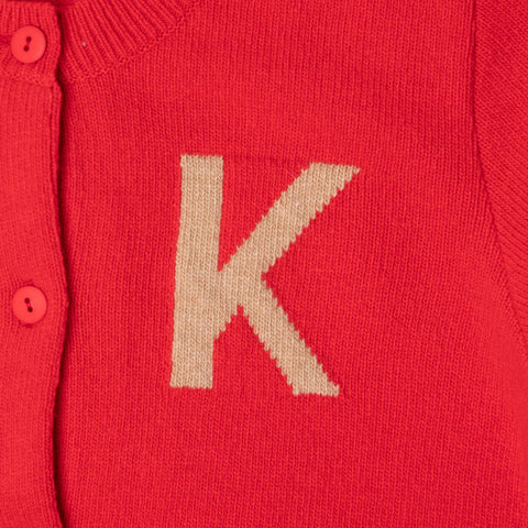 Red & camel letter K Cardigan HADES Wool