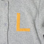 Light grey & orange letter L Alphabet cardigan HADES Wool 