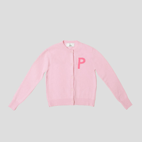 Pink letter P Alphabet cardigan HADES wool