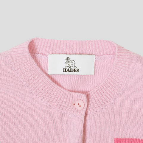 Pink letter P Alphabet cardigan HADES wool