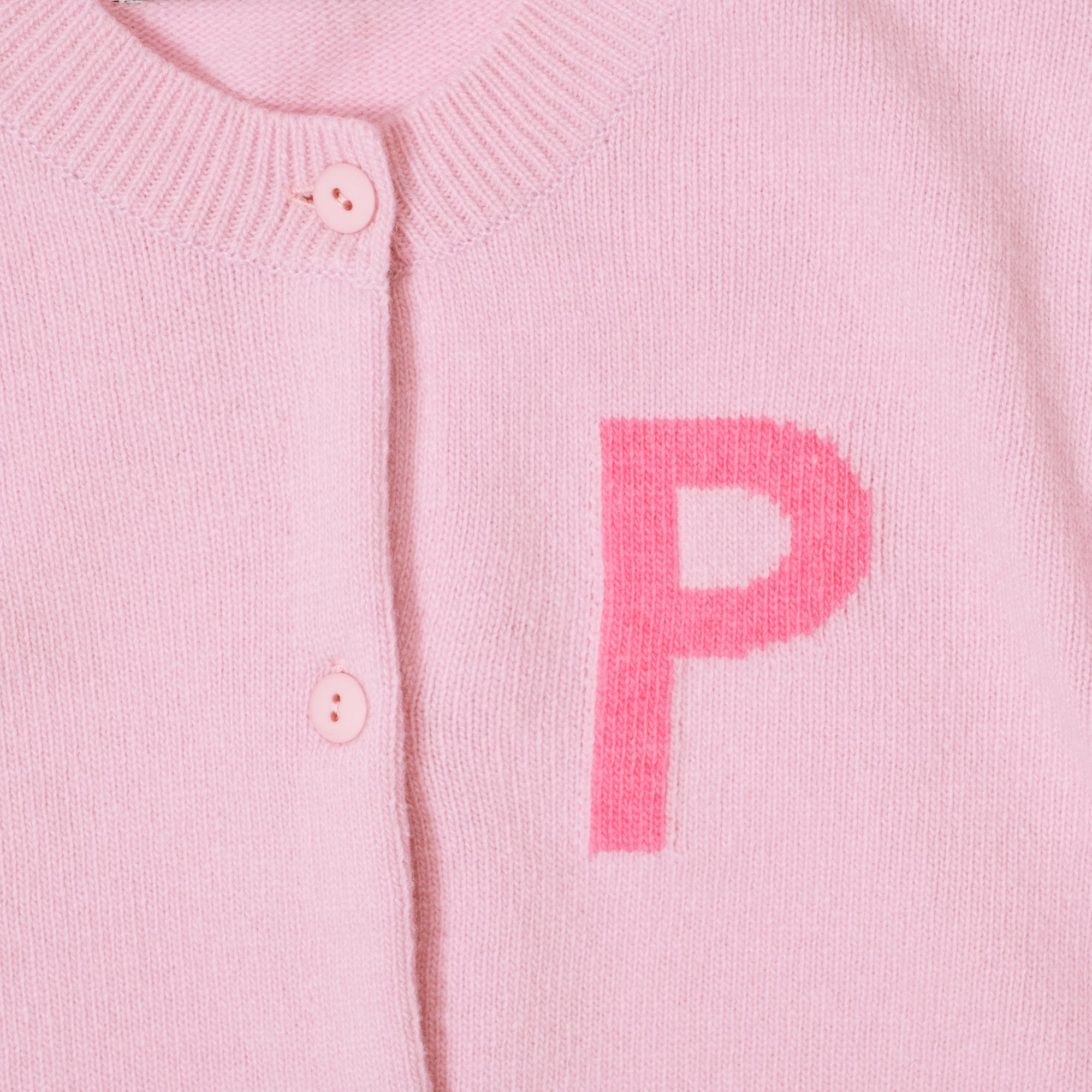 Pink letter P Alphabet cardigan HADES wool