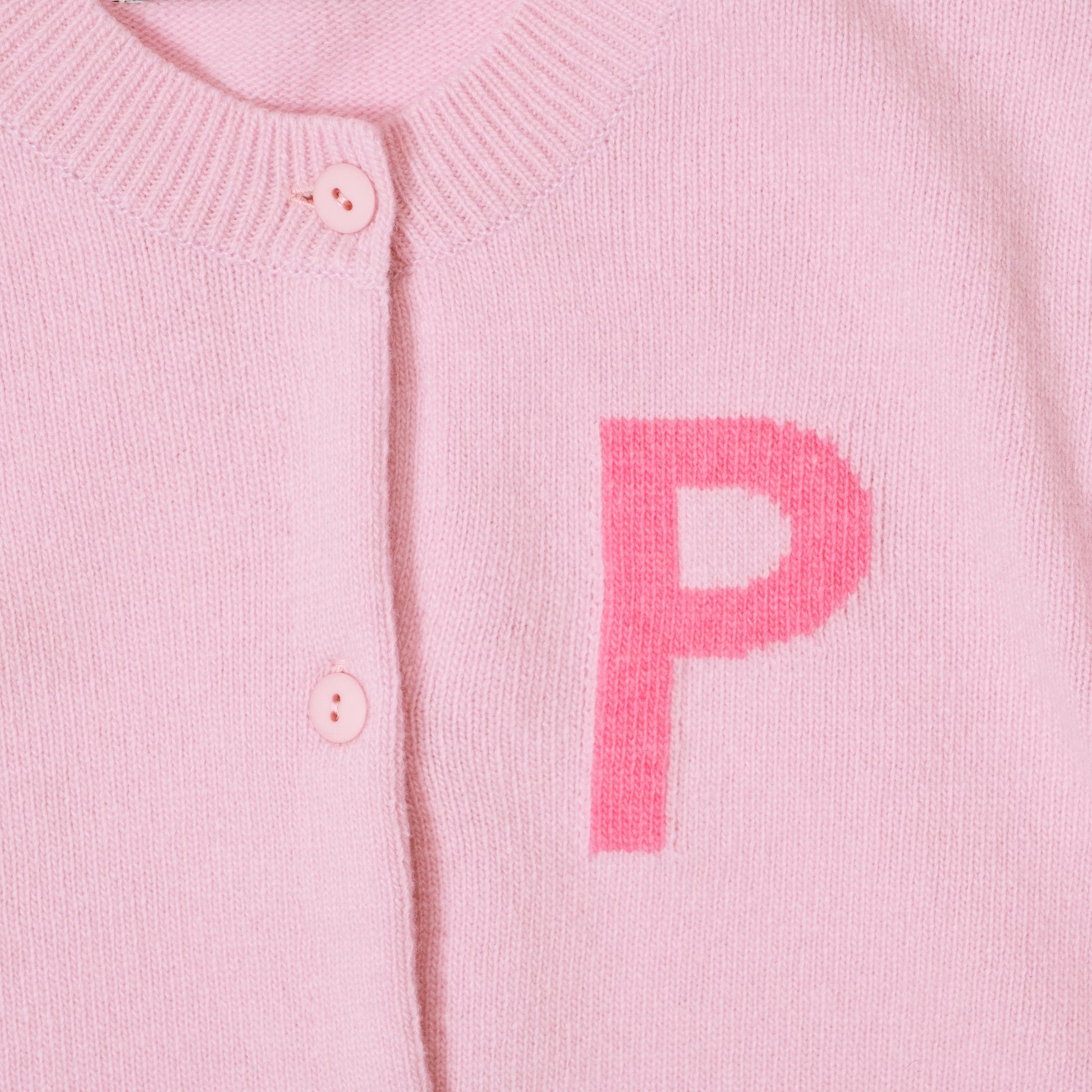Pink letter P Alphabet cardigan HADES wool