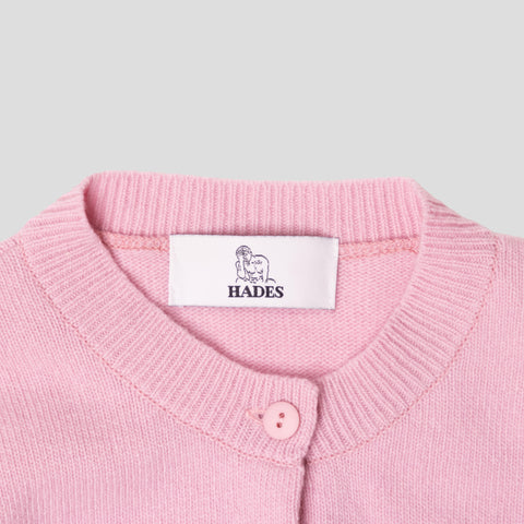 Light pink & navy letter T cardigan HADES wool