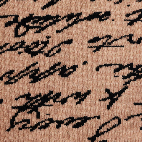 HADES camel and black script scarf detail