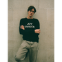 Model wearing Joy Division mens jumper