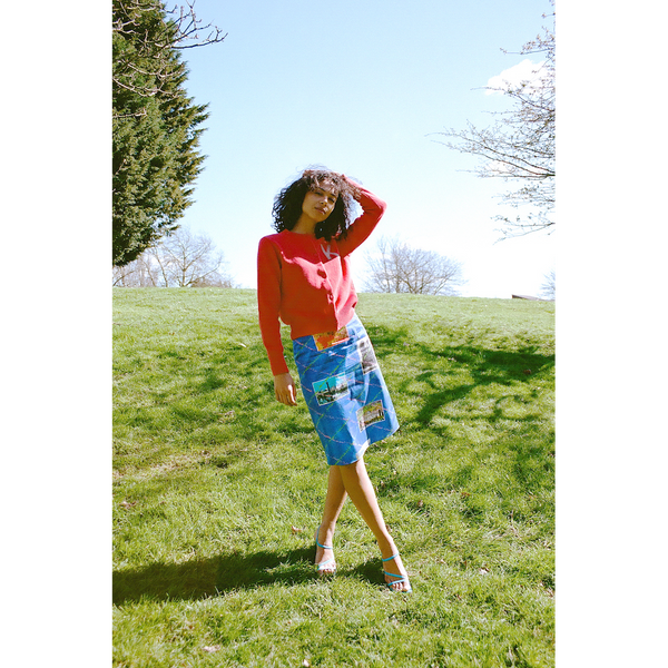 Hades SS postcard skirt on a model