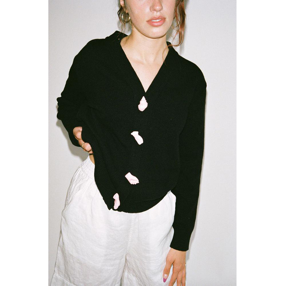 Black Carrington Cardigan HADES Surrealist Buttons